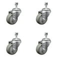 thumbnail image 1 of 3.5 Inch SS Gray Polyurethane Wheel Swivel ½ Inch Threaded Stem Caster Set SCC, 1 of 2