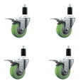 thumbnail image 1 of 3.5 Inch SS Green Poly Swivel 1-3/8 Inch Expanding Stem Caster Set Brake, 1 of 2