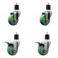 thumbnail image 1 of 3.5 Inch SS Green Poly Swivel 1-7/8 Inch Expanding Stem Caster Set 2 Brakes, 1 of 2