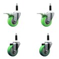 thumbnail image 1 of 3.5 Inch SS Green Poly Swivel 7/8 Inch Expanding Stem Caster Set 2 Brakes, 1 of 2
