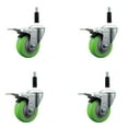 thumbnail image 1 of 3.5 Inch Green Poly Swivel 7/8 Inch Expanding Stem Caster Set Total Lock Brake, 1 of 2
