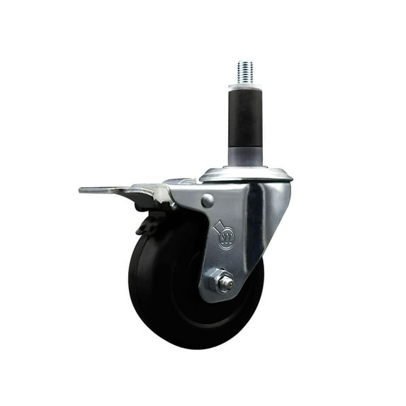 3.5 Inch SS Hard Rubber Swivel 1-1/8 Inch Expand Stem Caster Brake