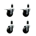 thumbnail image 1 of 3.5 Inch SS Hard Rubber Swivel 1-3/8 Inch Expand Stem Caster Set 2 Brakes, 1 of 2