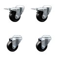 thumbnail image 1 of 3.5 Inch SS Hard Rubber Swivel Bolt Hole Caster Set with 2 Total Lock Brakes SCC, 1 of 2