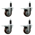 thumbnail image 1 of 3.5 Inch SS Maroon Poly Swivel 1-1/8 Inch Expanding Stem Caster Set Brake, 1 of 2