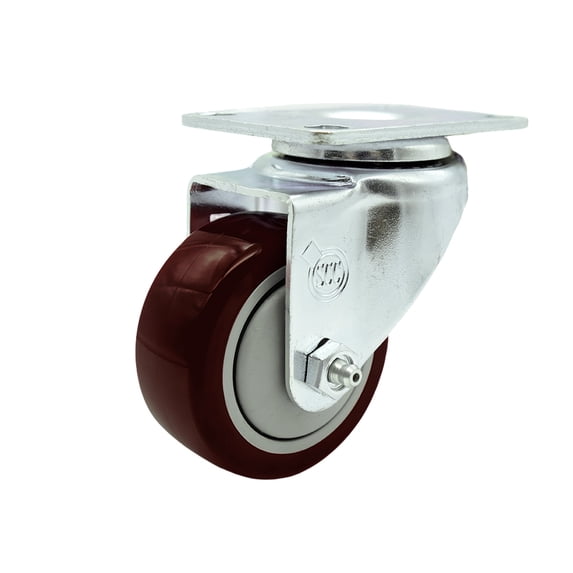 3.5 Inch SS Maroon Polyurethane Wheel Swivel Top Plate Caster Service Caster