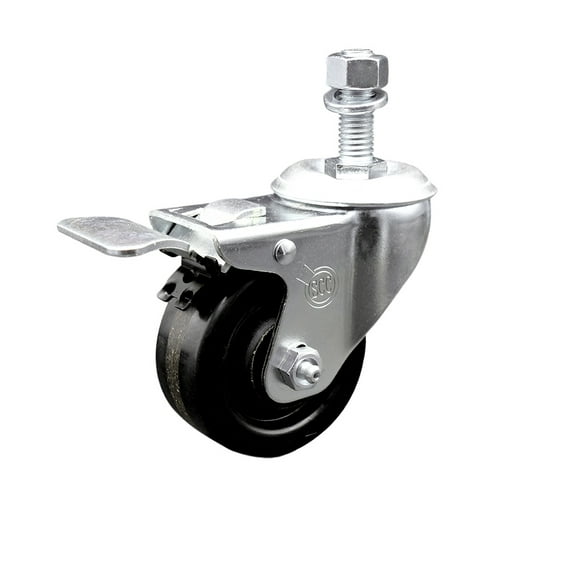 3.5 Inch SS Phenolic 12mm Threaded Stem Caster with Total Lock Brake SCC