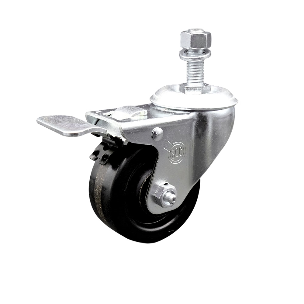3.5 Inch SS Phenolic Wheel ½ Inch Threaded Stem Caster with Total Lock Brake SCC