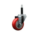 thumbnail image 1 of 3.5 Inch SS Red Poly Wheel Swivel 3/4 Inch Expanding Stem Caster SCC, 1 of 2