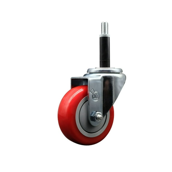 3.5 Inch SS Red Poly Wheel Swivel 3/4 Inch Expanding Stem Caster SCC