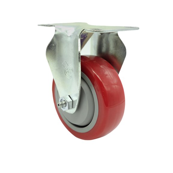 3.5 Inch SS Red Polyurethane Wheel Rigid Top Plate Caster Service Caster Brand