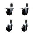 thumbnail image 1 of 3.5 Inch SS Soft Rubber Swivel 1-5/8 Inch Expanding Stem Caster Set 2 Brakes, 1 of 2