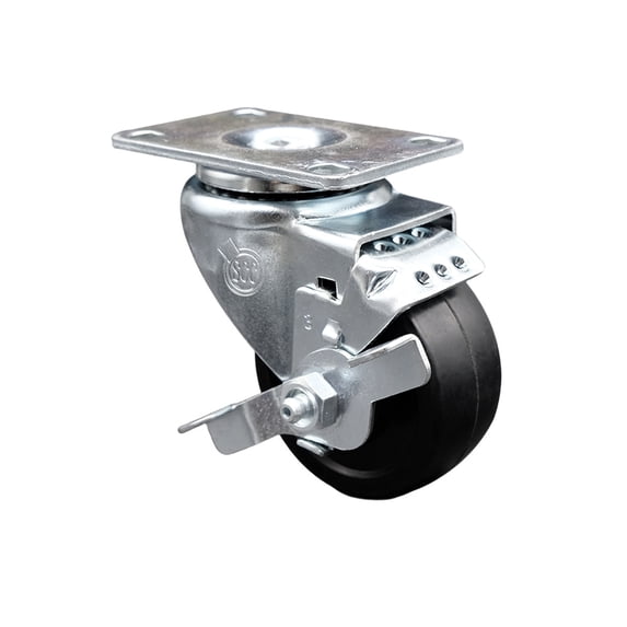 3.5 Inch SS Soft Rubber Swivel Top Plate Caster with Brake Service Caster Brand