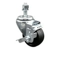 thumbnail image 1 of 3.5 Inch SS Soft Rubber Wheel Swivel 12mm Threaded Stem Caster with Brake, 1 of 2
