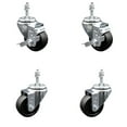 thumbnail image 1 of 3.5 Inch SS Soft Rubber Wheel Swivel 3/8 Inch Threaded Stem Caster Set 2 Brake, 1 of 2