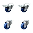 thumbnail image 1 of 3.5 Inch SS Solid Polyurethane Bolt Hole Caster Set with 2 Total Lock Brake SCC, 1 of 2