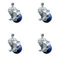 thumbnail image 1 of 3.5 Inch SS Solid Polyurethane Swivel 3/8 Inch Threaded Stem Caster Set Brake, 1 of 2
