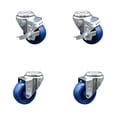 thumbnail image 1 of 3.5 Inch SS Solid Polyurethane Wheel Swivel Bolt Hole Caster Set with 2 Brake, 1 of 2