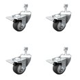 thumbnail image 1 of 3.5 Inch SS Thermoplastic Rubber ½ Inch Stem Caster Set Total Lock Brake SCC, 1 of 2