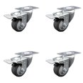 thumbnail image 1 of 3.5 Inch SS Thermoplastic Rubber Swivel Top Plate Caster Set Total Lock Brake, 1 of 2