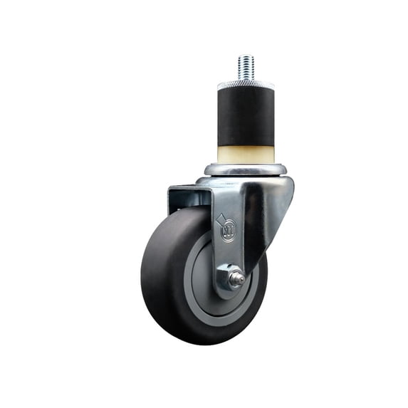3.5 Inch SS Thermo Rubber Wheel Swivel 1-7/8 Inch Expanding Stem Caster