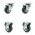 thumbnail image 1 of 3.5 Inch SS Thermoplastic Rubber Wheel Swivel Top Plate Caster Set with 2 Rigid, 1 of 2