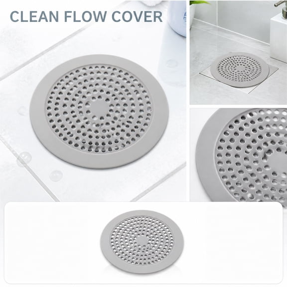 3.5 Inch Silicone Edge Drain Filter Cover, Shower Drain Cover Catcher, Catcher for Kitchen Sink, Silicone Drain Cover with Stainless Steel Strainer, Lightweight Reusable Easy to