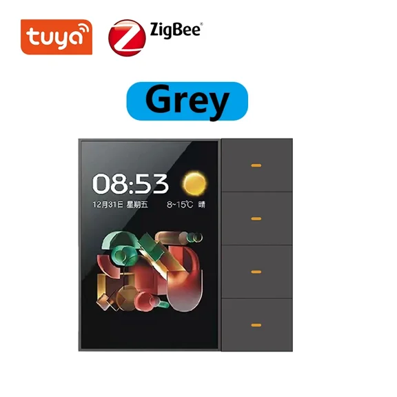 3.5 Inch Smart Wall Switch Touch Screen 4 Groups Switch 8-way Scene Radar Sensor Dimming Switch Curtain Smart Home