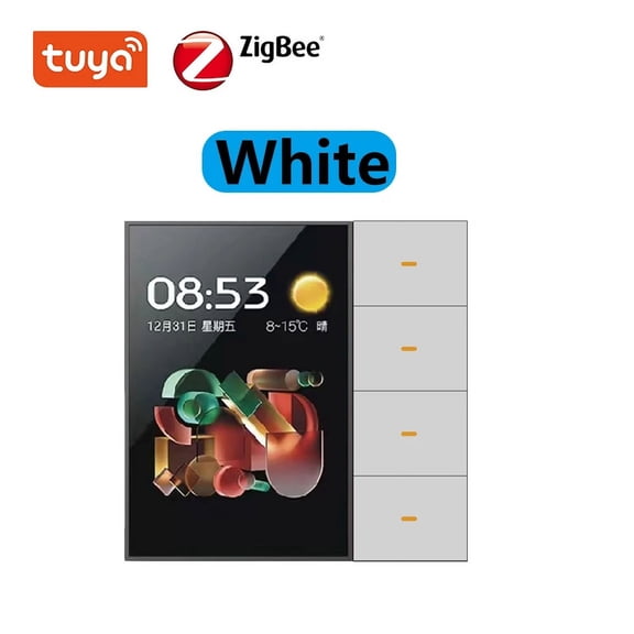 3.5 Inch Smart Wall Switch Touch Screen 4 Groups Switch 8-way Scene Radar Sensor Dimming Switch Curtain Smart Home