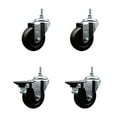 thumbnail image 1 of 3.5 Inch Soft Rubber 12MM Threaded Stem Caster Set 2 Brakes SCC, 1 of 2