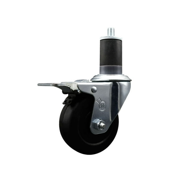 3.5 Inch Soft Rubber Swivel 1-5/8 Inch Expanding Stem Caster Total Lock Brake