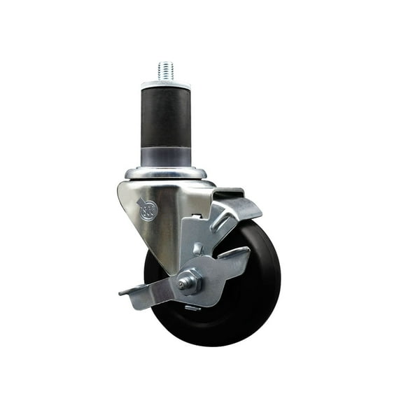 3.5 Inch Soft Rubber Swivel 1-5/8 Inch Expanding Stem Caster with Brake SCC