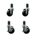thumbnail image 1 of 3.5 Inch Soft Rubber Wheel Swivel 1-5/8 Inch Expanding Stem Caster Set 2 Brakes, 1 of 2