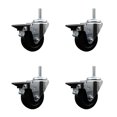 thumbnail image 1 of 3.5 Inch Soft Rubber Wheel Swivel 3/4 Inch Threaded Stem Caster Set with Brake, 1 of 2