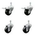 thumbnail image 1 of 3.5 Inch Soft Rubber Wheel Swivel 3/8 Inch Stem Caster Set 2 Total Lock Brake, 1 of 2