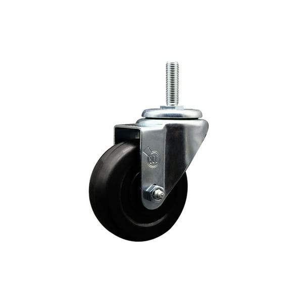 3.5 Inch Soft Rubber Wheel Swivel 5/8 Inch Threaded Stem Caster Service Caster
