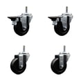 thumbnail image 1 of 3.5 Inch Soft Rubber Wheel Swivel 7/16 Inch Grip Ring Stem Caster Set 2 Brakes, 1 of 2