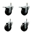 thumbnail image 1 of 3.5 Inch Soft Rubber Wheel Swivel 7/16 Inch Stem Caster Set 2 Total Lock Brake, 1 of 2