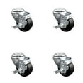 thumbnail image 1 of 3.5 Inch Soft Rubber Wheel Swivel Bolt Hole Caster Set with Brake Service Caster, 1 of 2