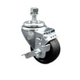 thumbnail image 1 of 3.5 Inch Soft Rubber Wheel Swivel ½ Inch Threaded Stem Caster with Brake SCC, 1 of 2