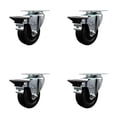 thumbnail image 1 of 3.5 Inch Soft Rubber Wheel Swivel Top Plate Caster Set Posi Brake Service Caster, 1 of 2