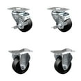 thumbnail image 1 of 3.5 Inch Soft Rubber Wheel Swivel Top Plate Caster Set with 2 Brake 2 Rigid SCC, 1 of 2