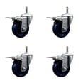 thumbnail image 1 of 3.5 Inch Solid Poly Swivel 7/16 Inch Stem Caster Set with Total Lock Brake, 1 of 2