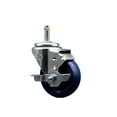 thumbnail image 1 of 3.5 Inch Solid Poly Wheel Swivel 7/16 Inch Grip Ring Stem Caster with Brake, 1 of 2