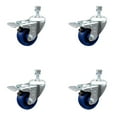 thumbnail image 1 of 3.5 Inch Solid Polyurethane Swivel 3/8 Inch Stem Caster Set Total Lock Brake SCC, 1 of 2