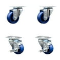 thumbnail image 1 of 3.5 Inch Solid Polyurethane Wheel Swivel Top Plate Caster Set with 2 Brakes SCC, 1 of 2