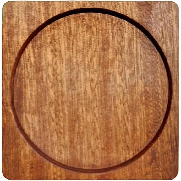 3.5 Inch Square Wooden Coasters Grooved Chocolate Natural Sandalwood Cup Holder Heat Resistant Thermal Insulation Pads Tabletop Protection Wood Coffee Cup Mug Mat Saucers for Drinks Bar Home