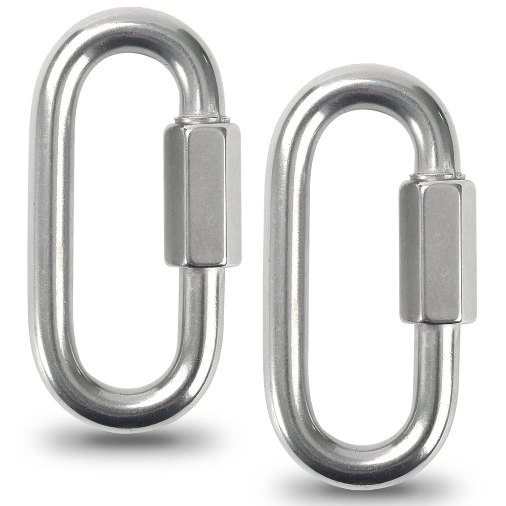 4Pcs Locking Carabiner, Stainless Steel Chain Quick Links D Shape