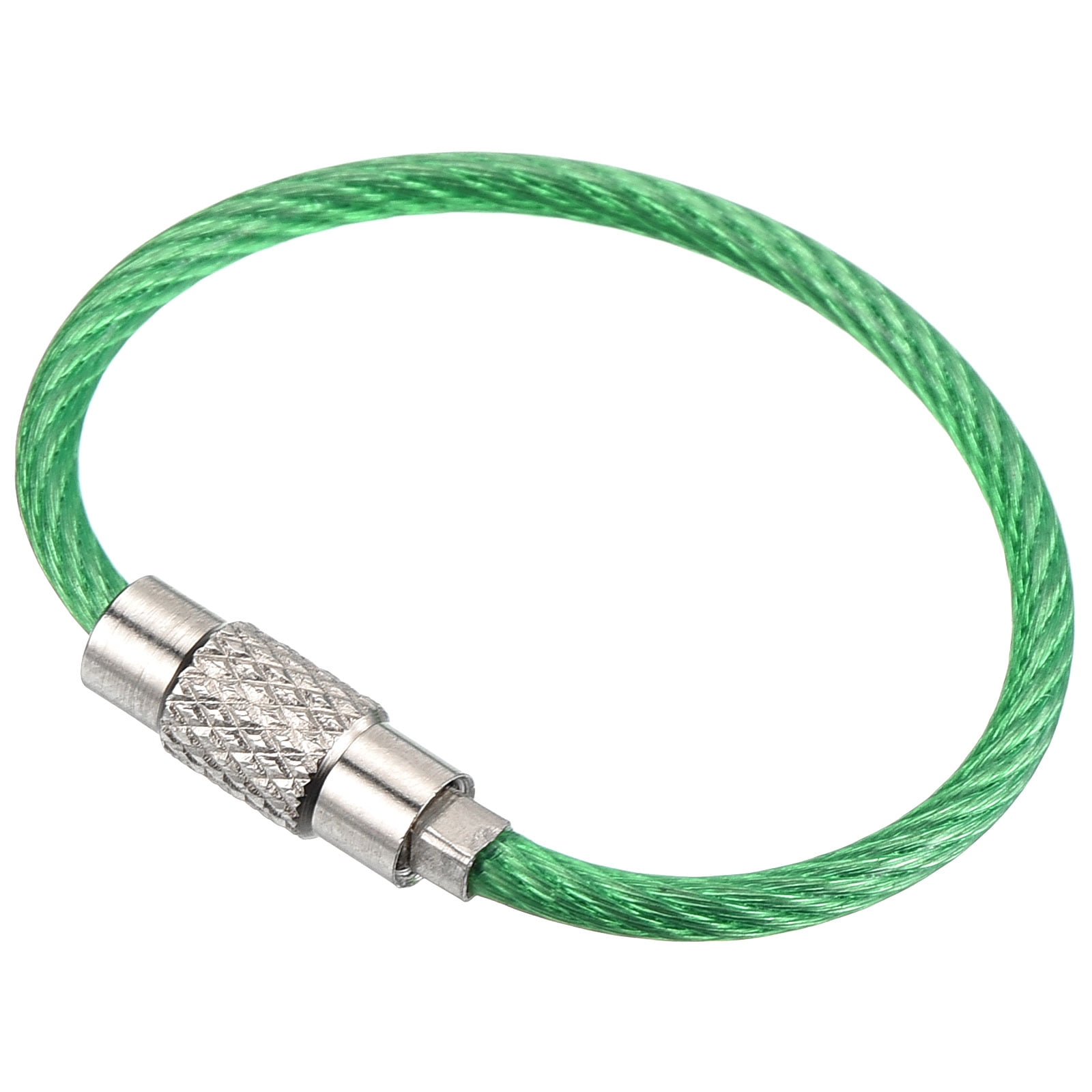 3.5 Inch Stainless Steel Wire Keychain Cable Key Ring Loop, Green, 10 ...