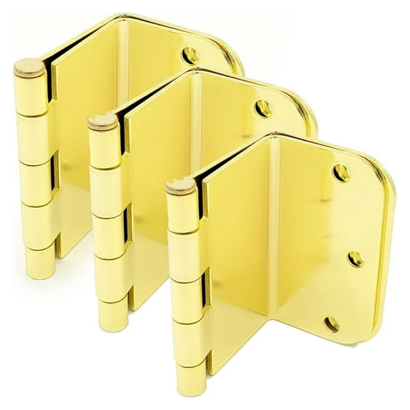 3.5 Inch Swing Clear Offset Door Hinge 3-Pack - Polished Brass 5/8 Inch